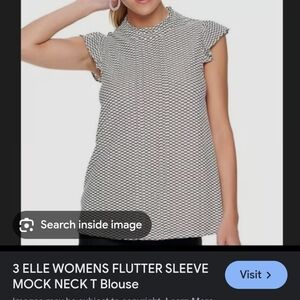 Black and White Flutter Sleeve Blouse